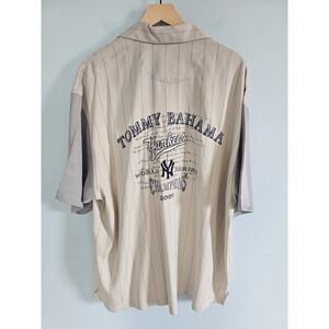 Tommy Bahamas‎ Rare Baseball Yankee 100% Silk Shirt XLX